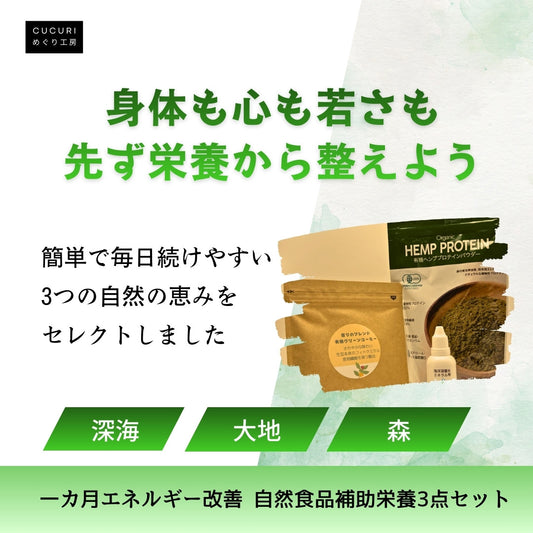 一カ月エネルギー改善 自然食品補助栄養3点セット（送料無料）　